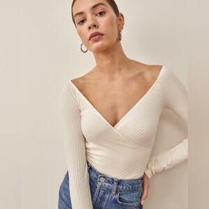 Reformation Minnie Knit Top, in White, XS